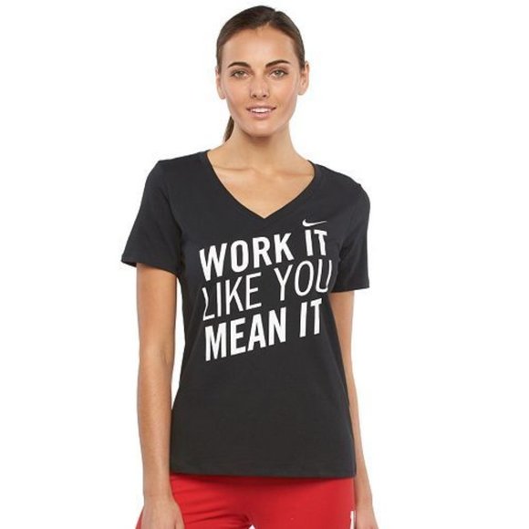 Nike Tops - Nike | "Work It Like You Mean It" Black Short-Sleeve Workout T-Shirt | Sz M